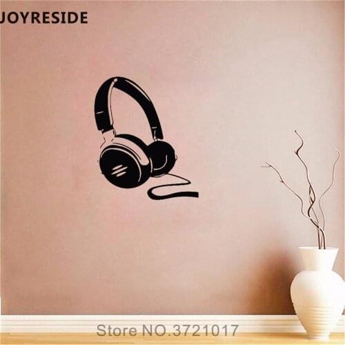 JOYRESIDE Musical Headphone Wall Decal Earphone Wall Sticker Art Music Vinyl Decor Home Children Room Interior Design Mural A820