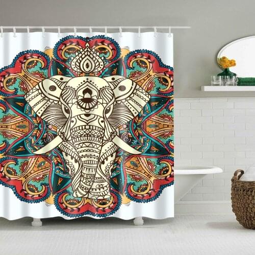 India elephant 3D olyester Waterproof Shower Curtain Irregular Geometry Printing Polyester Bath Room Curtain Decorative B1045