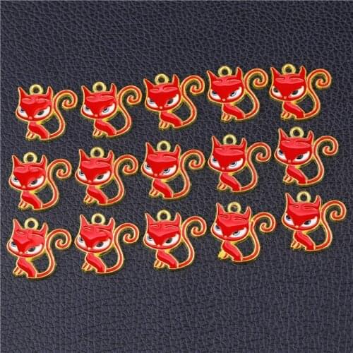 Juya DIY Jewelry Pendants Gold Silver Color Enamel Charms Cat Pendants For Handmade Fashion Jewerly Making