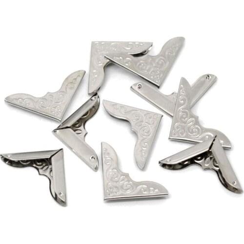 Metal Iron Alloy Book Scrapbooking Albums Menus Folders Corner Protectors Silver Color 32mm x 23mm(1 2/8"x 7/8"), 100 PCs