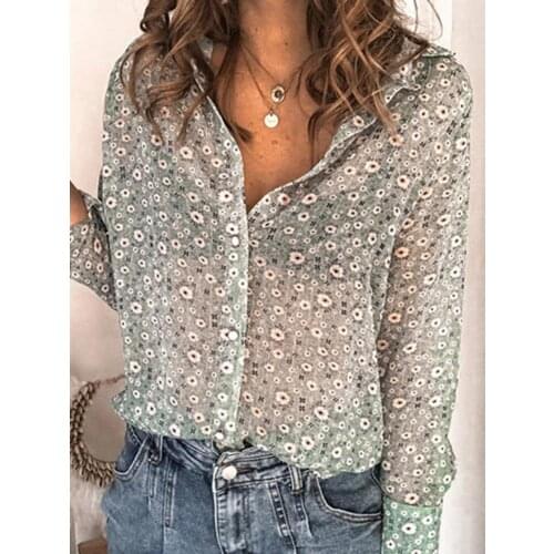 Women Long Sleeve Shirt Blouse Ladies Early Autumn Retro Small Floral Long-Sleeved Shirt Fresh Shirt Casual Loose Top 2020 Autum