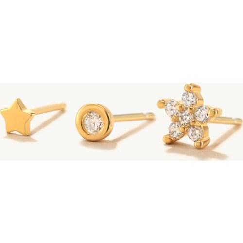 CANNER 3pcs Ins Personality Star Love Stud Earrings For Women Pendientes Plata 925 Women Jewelry Mini Triangle Earrings Jewelry