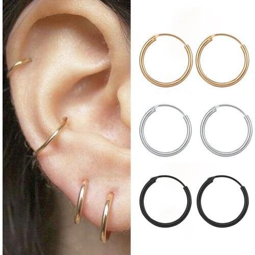 2021 New Vintage Rose Gold Multiple Dangle Small Circle Hoop Earrings for Women Jewelry Steampunk Ear Clip Gift