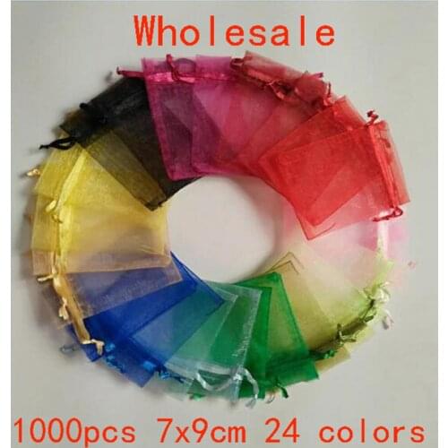 1000pcs/lot 24 Colors Jewelry Bag 7x9cm Organza Bag Wedding Party Favor Gift bags Jewelry Packaging Display & Jewelry Bags Pouch
