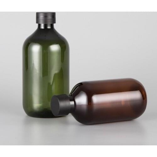 300ML 500ML X 12 Green Brown Empty Plastic Cosmetic Container Screw Cap Shampoo Washing Bottles Liquid Soap Lotion Bottle