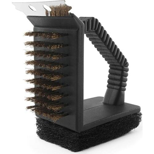 3in1 Cooking Tools Wire Bristle Cleaning Brushes Barbecue Grill Brush BBQ Cleaning Tools Outdoor Home BBQ Accessories Durable