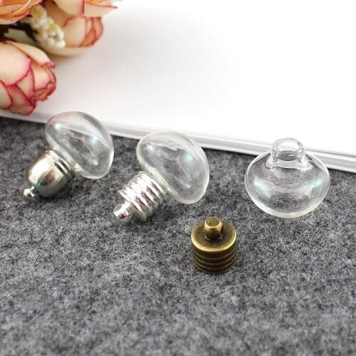 4PCS 18x20MM Apple shape Glass Globe Pendant with top metal cap Glass Bottle Pendants Glass Vial Pendants Diy Jewelry Finding