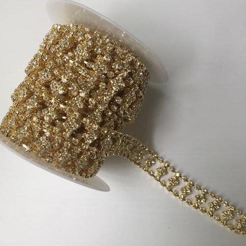 5Yards Glass Clear Crystal Rhinestone Trimming Bridal Trim Fashion Chain DIY Crafts Bulk Price