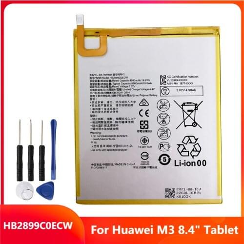 Original Tablet Battery HB2899C0ECW For Huawei M3 8.4" Tablet Replacement Rechargable Battery 5100mAh With Free Tools