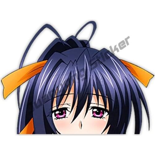 Anime Peeker Car Stickers High School DxD Himejima Akeno Bumper Window Helmet Truck Camper Car Body Vinyl Decal Decor KK13x13cm