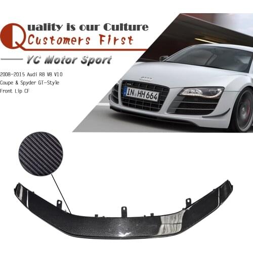 Car Accessories CF Carbon Fiber GT Style Front Lip Fit For 2008-2015 R8 V8 V10 Coupe & Spyder Front Lip
