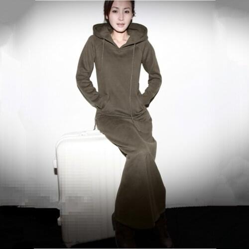 Free Shipping 2021 New Fashion Long-sleeve Dresses With A Hood One-piece Plus Size Customized Long Maxi XXXXXL 6XL Stretch Dress