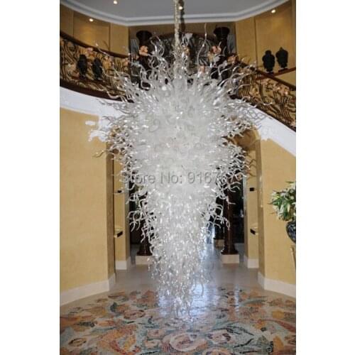 Free Shipping Unique Lobby Glass White Lamp Chandelier