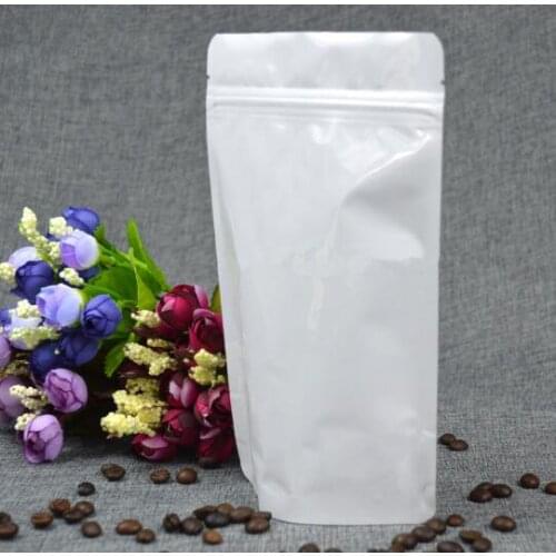 50pcs Stand up Glossy White Aluminum Foil Ziplock Bag White Doypack Coffee Beans Packaging Bag Fidget Spinner Pouch