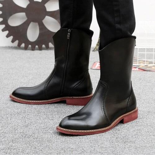 Mongolia riding boots for men casual brogue shoes original leather cowboy boot spring autumn high knight botas hombre chaussure