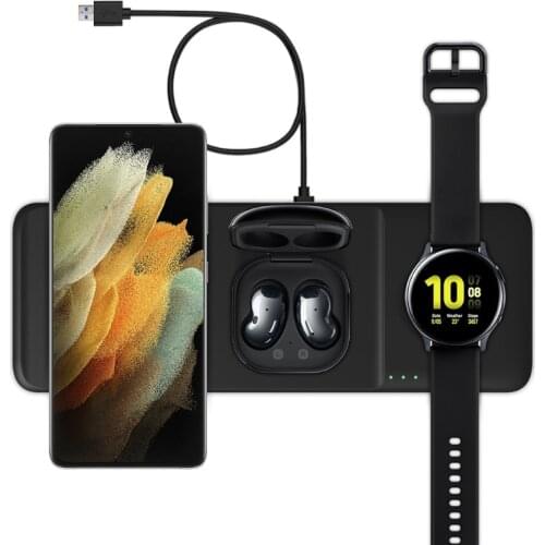 QC 3.0 Fast Wireless Charger Stand 3 in 1 Wireless Charging Station for Sam-sung Phone Watch Earbuds