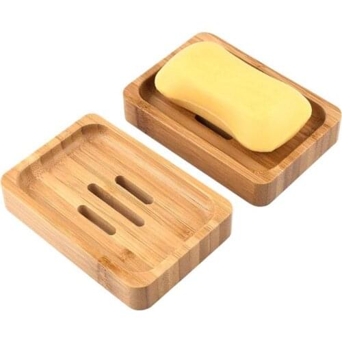 2pcs Handmade Wood Bamboo Soap Dish Tray Case Bathroom Storage Soap Box Kitchen Bath Clean Shower Holder Soap Dish Plate