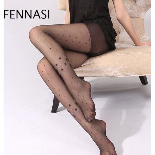 FENNASI Jacquard Floral Polka Dot Womens Tights Dot Pattern Sexy Pantyhose Nylons Lady High Waist Female Erotic Black Tights