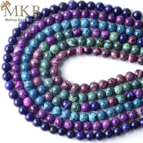 Natural Smooth 6Colors Cracked Stripes Agates Stone Round Beads For Jewelry Making 6/8/10mm Spacer Loose Beads Diy Bracelet 15"