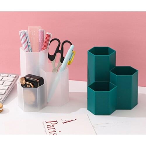Nail Polish 3 Lattices Cosmetics Holder Makeup Brush Storage Organizer Box Cosmetics Pen Stationery Space-saving Case