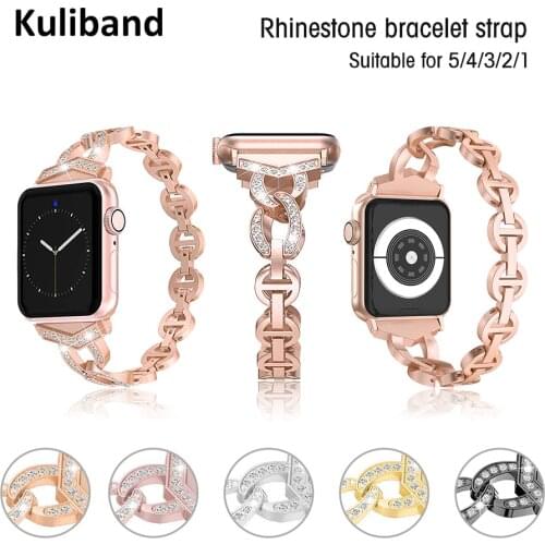 Band for Apple Watch 6/SE/5/4/3/2/1 38mm 40mm Rhinestone Bracelet Stainless Steel Metal Strap for iWatch Series 6/SE 42MM 44MM