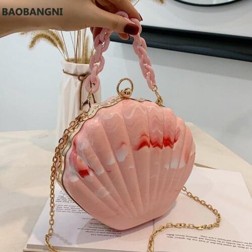 Cute Girl Tote Shell bag Summer New Quality PVC Womens Designer Handbag Chain Shoulder Messenger Bag Mini Crossbody bag