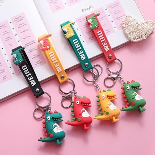 Cute Dinosaur Soft Silicone Car Key Case Key Holder Key Wallet Ring Collector Housekeeper Pocket Key Organizer Keychain Pendant