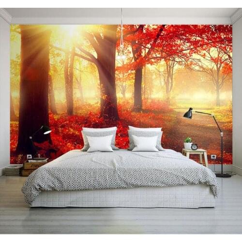 Fashion decor home decoration for bedroom living room yellow forest custom wallpaper Home Decor Living Room Natural Art