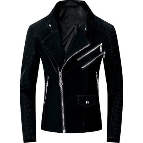 KIOVNO Men Fashion Leather Jackets Coats Punk Style Solid Color Short Jackets Outwear For Male Size M-3XL