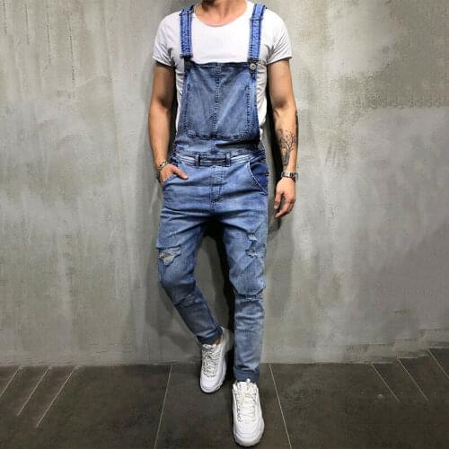 Mens Denim Overalls Suspender Trousers Slim Fit Bib Pants Skinny Jeans