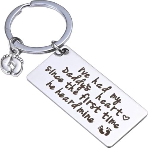 New Dad Gift ,I've Had My Daddys Heart Since The First Time He Heard Mine Baby Feet Keyring Daddy Keychain, Father in Law Gifts