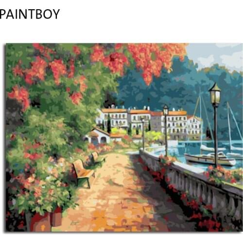 PAINTBOY Landscape Framed Pictures Painting By Numbers Painting and Calligraphy DIY Coloring By Numbers on Canvas