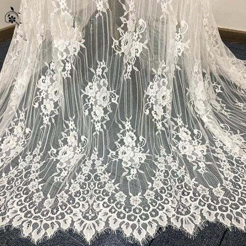 Striped flower eyelash lace fabric wedding dress tablecloth European high-end diy decorative fabric