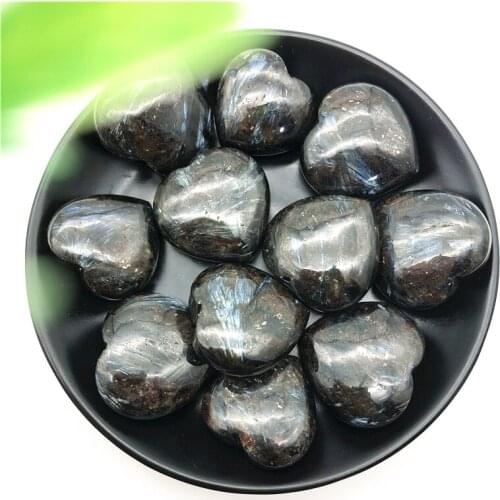 1PC Natural Beautiful Astrophyllite Heart Shape Quartz Crystal Polished Stone Healing Natural Stones and Minerals