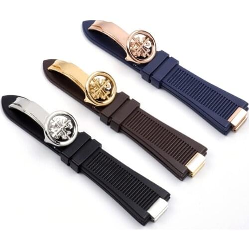 Durable 25mm Silicone Rubber Watchbands For Patek PP 5711 / 5712G Watch Strap Grey Waterproof Tape Wrist Bracelet