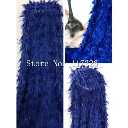 3d flower embroidered lace fabric luxury French net lace feather tulle lace fabric for bridal dress