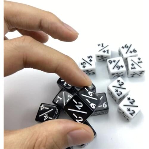 10pcs Dice Counters 5 Positive +1/+1 & 5 Negative -1/-1 For Magic The Gathering Table Game Funny Dices White Black Teaching