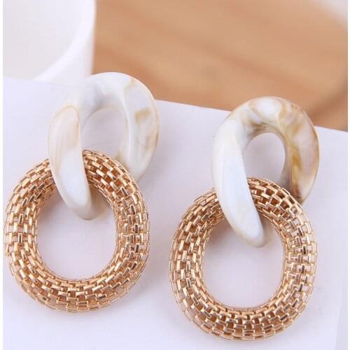 Chain Acrylic Resin Oval Dangle Earrings For Women Geometry Big Circle Tortoiseshell Earing Acetate Brincos New ZA Jewelry