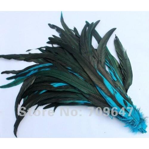 Blue Feathers ! 50 pcs/Lot Sky Blue Colors OVER BADGER SADDLE ROOSTER Tail FEATHERS 10-12inch,Plume Decoration
