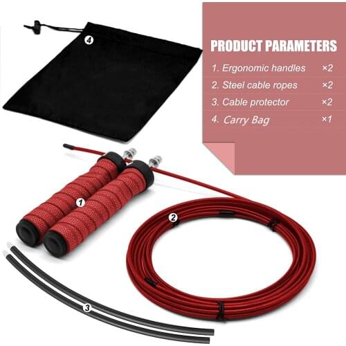 Crossfit Jump Rope Fitness Skipping Speed Weighted Ropes Professional Jumping Rope with Spare Cable Anti-Slip Handles
