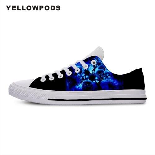 Mens Shoes Casual Classic Male Lace-up Shoes For Man Cool Black Punk Skull Flat Shoes Customized White Brand Shoes