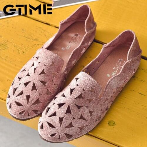 Summer Women Flat Shoes Soft Casual Loafers Female Ballet Flats Sweet Cut Out Suede Slip on Moccasins Breathable Ladies Footwear