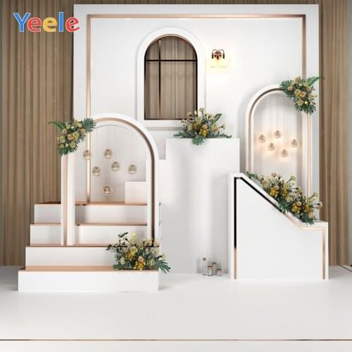 Flower Curtain Window Interior Wedding Photocall Birthday Backdrop Vinyl White Photography Background For Photo Studio Shoot