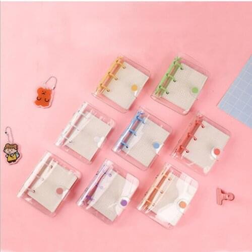 Creative Cute 3 Ring Mini Loose-leaf Hand Book Transparent Student Portable Notebook Ring Binder Kawaii School Supplies