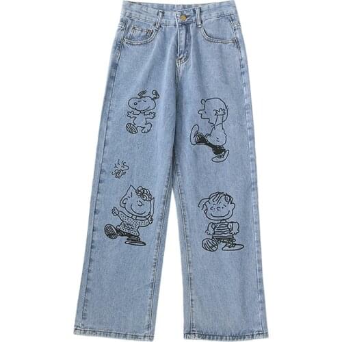 Y2K Jeans Women Spring 2021 Fashion Cartoon Print Denim Long Trousers Loose Casual Ladies Streetwear Bottoms Pants Ropa Mujer