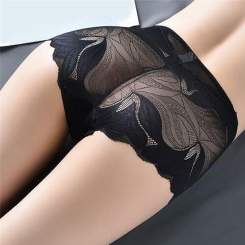 Female Sexy Lace Panties Underwear Ladies Panties High Quality Comfortable Transparent Floral Bow Soft Underwear