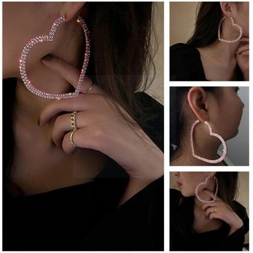 New Elegant Heart Stud Earrings With Diamond For Women Feminino Brinco Ear Charming Ladies Aretes Hoops Gifts Hip-hop Simpl R3T5