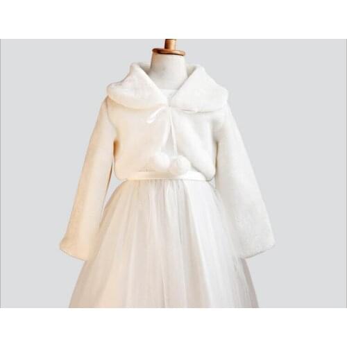 2016 Winter Girls Cloak Coat Princess Bow Girls Plush Faux Fur Cape Cloak Wedding Shawl Girls Cute Kids Jacket