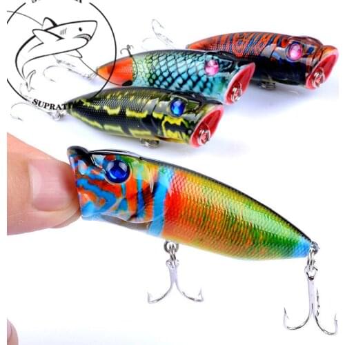 1Pcs 6.5cm/10.9g Panited Floating Popper Fishing Lure Bait Wobblers Crankbait Bionic Artificial Fishing Bait Lure With Hook
