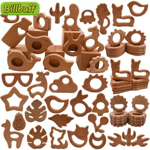 1Pcs Baby Teether Wooden Animal Pacifier Pendant BPA Free Beech Koala Rodent Baby Gym Accessories Tooth Pendant Nursing Toy Gift